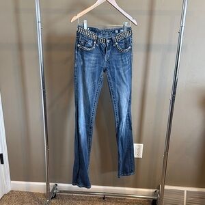 Miss Me Jeans. Size 27. 32” inseam. Minor Distressing.